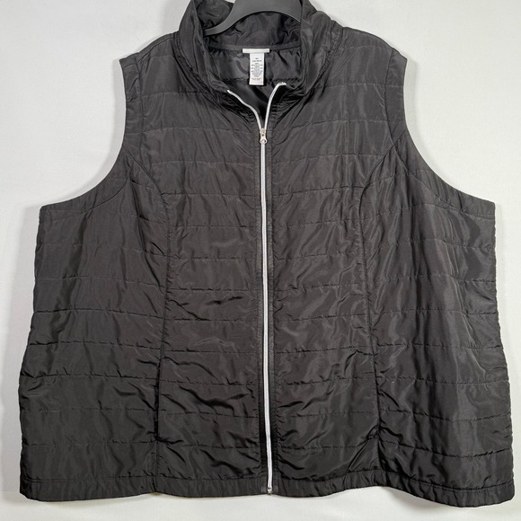 Catherines 5X Black Quilted Vest Full Zip Lightweight Sleeveless Comfort Style - Picture 1 of 6